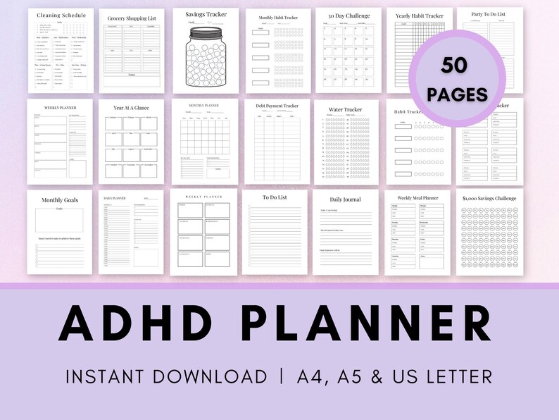 ADHD Planner Adult ADHD Planner Printable ADHD Printable Etsy Adhd planner adult adhd planner printable adhd printable etsy