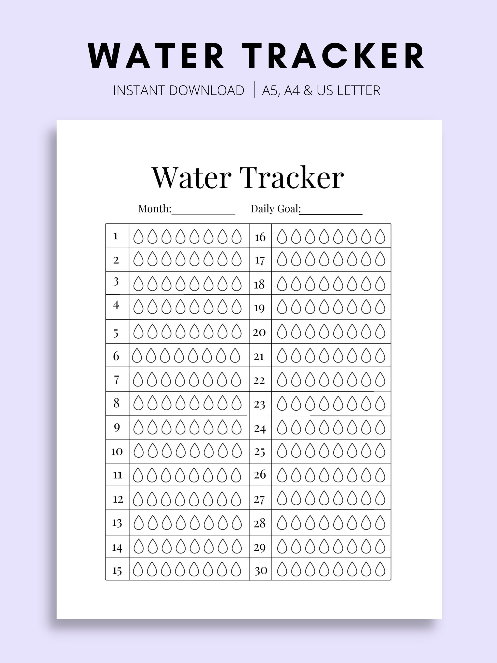 Water Intake Tracker Water Tracker Printable Water Intake - Etsy