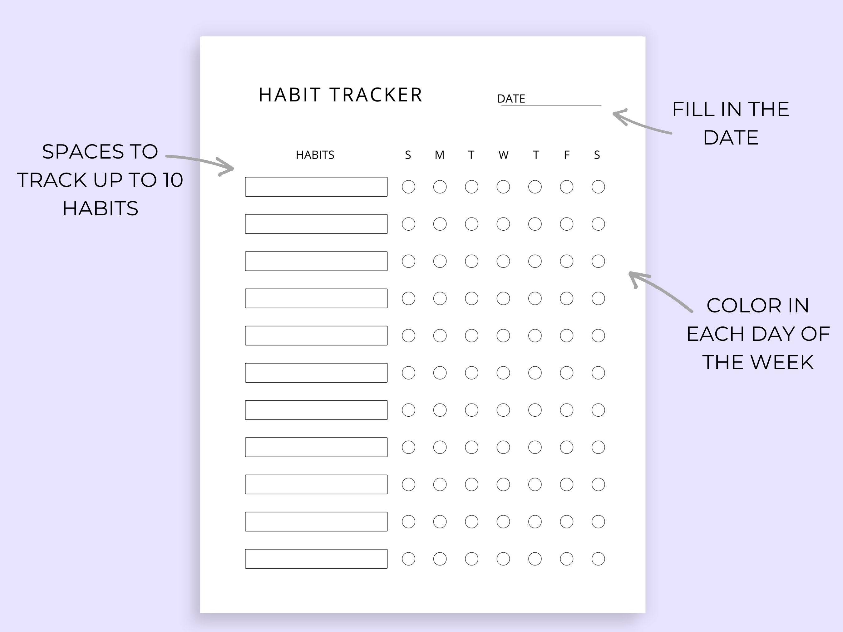 Monthly Habit Tracker Printable, Weekly Habit Tracker, Yearly Habit ...