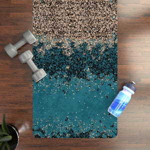 Glittery Sand Yoga Mat - Non-Slip Fitness Exercise Mat for Pilates, Meditation, Stretching - Eco-Friendly Workout Rug, Beach Theme Gym
