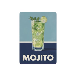 Mojito Metal Art Sign: Mid Century Modern Alcohol Bar Decor