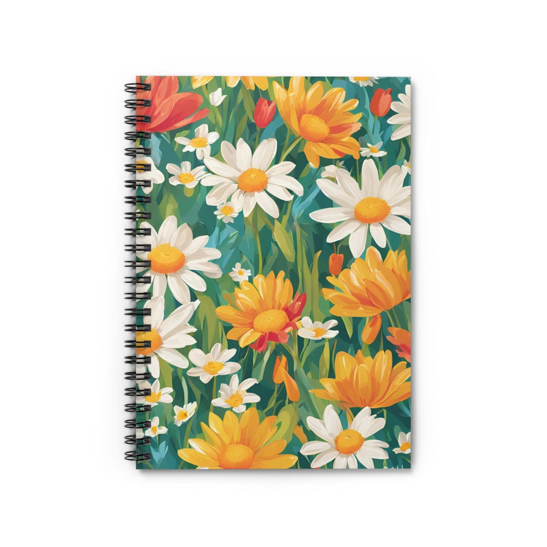 Floral Springtime Journal - Ruled Line Spiral Notebook for Writing ...