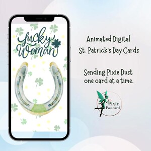 Femme chanceuse - Carte électronique de voeux pour la Saint-Patrick Carte de voeux pour envoyer des SMS ou des e-mails - Carte postale Lutin