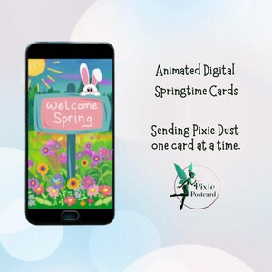 Bienvenida Primavera - Tarjeta digital animada para SMS o correo electrónico - Tarjeta de felicitación - Primavera - Postal Pixie