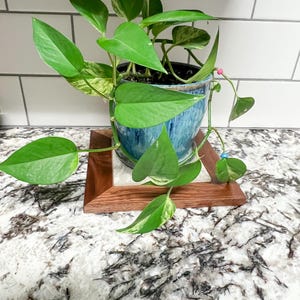 Wood Tile Trivet | Walnut Ceramic Hot Pad | Serving Tray | Trivet For Hot Dishes | Trivet For Plants | Coaster | Plant Stand | Hot Plate Pad