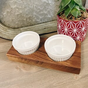 Dipping Bowl Serving Tray | Walnut Maple | Sauce Bowl Set | Taco Bar | Potato Bar | Ramekin Chip and Dip Dish | Condiment Set | Charcuterie
