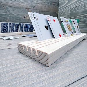 Handmade Wooden Playing Card Holder | Card Rack | Card Tray | Kids Card Holder | Board Game Card Tray | Ergonomic Arthritic Elder Aid | 4Row