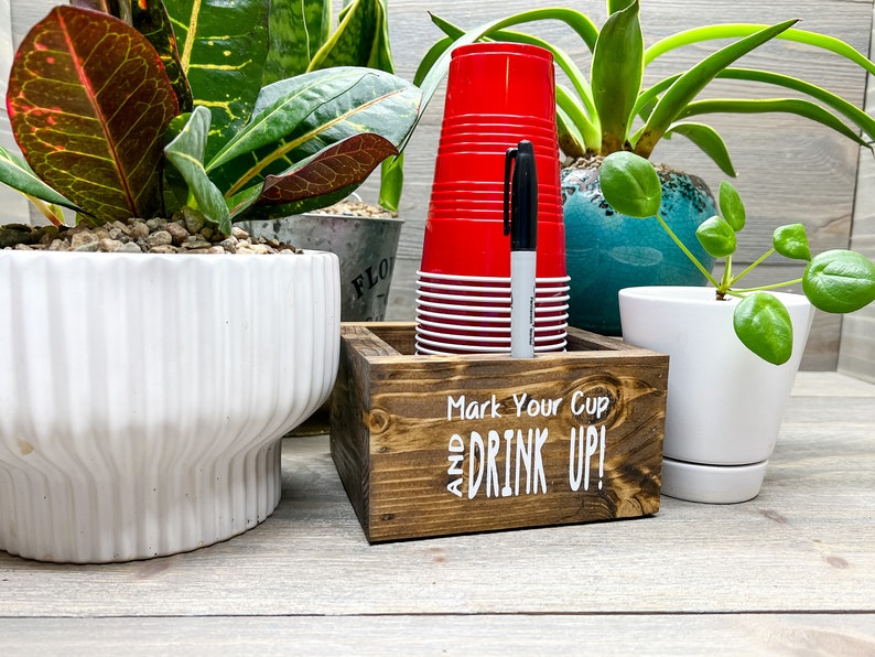 Plastic Solo Cup Holder With Marker Mark Your Cup BBQ Tailgating Red