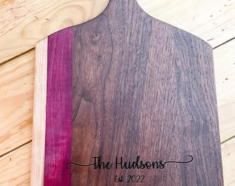 Exotic Hardwood Cutting Board | Multi-Species | Personalized Cheese Bread Charcuterie Board | Custom Serving Tray | Kitchen Family Sign