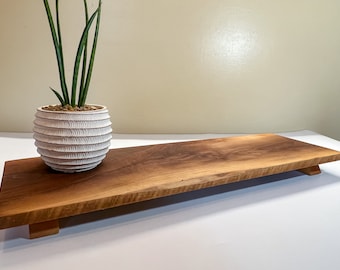Elevated Charcuterie Serving Tray | Personalized Walnut or Maple Board with Riser Feet & Handles | Raised Buffet Server | Event Venue Plate