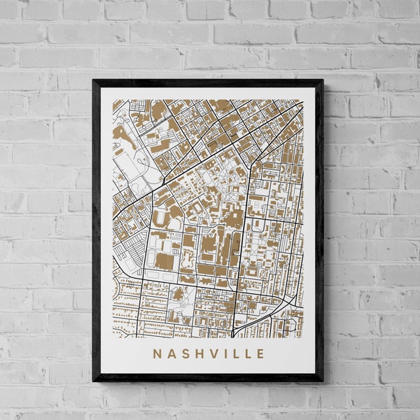 college town map, Nashville Map Print, college graduation gift, Vanderbilt Christmas gift, dorm decor, Vanderbilt University map, alumni