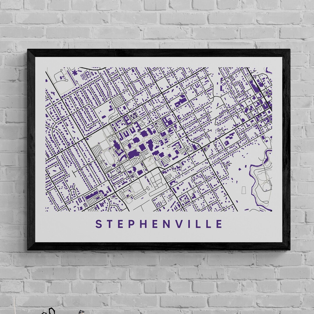 College Town Map Stephenville Tarleton State College Etsy