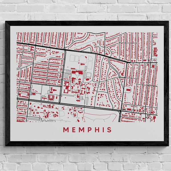 Rhodes College Memphis Map Print | College Town Map | College Graduation Gift | Rhodes College Christmas Gift | College Apartment Wall Decor