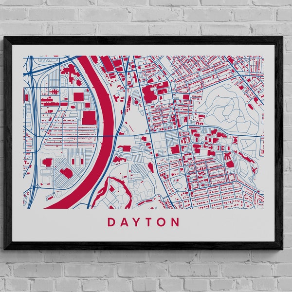 University of Dayton Campus May, Dayton Map Print, college graduation gift, University of Dayton Christmas gift, college wall decor