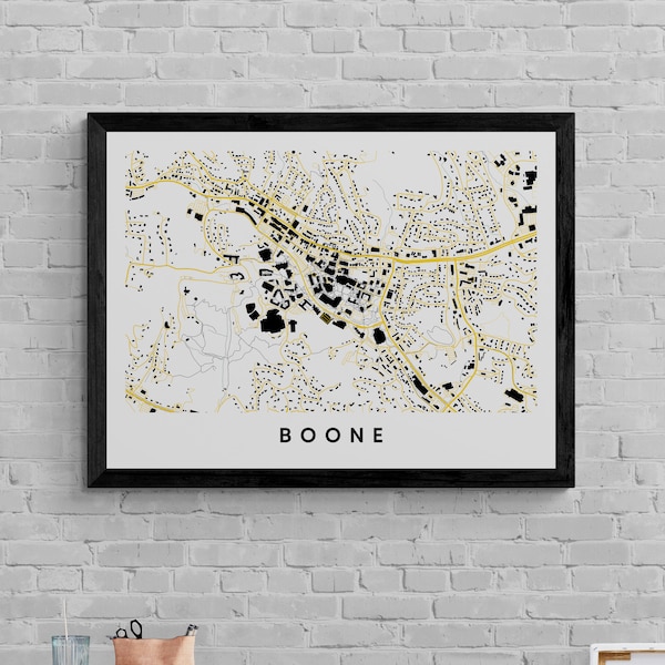 Boone Appalachian State Town Map, college graduation gift, ASU State Christmas gift, college town map, college apartment wall decor, dorm