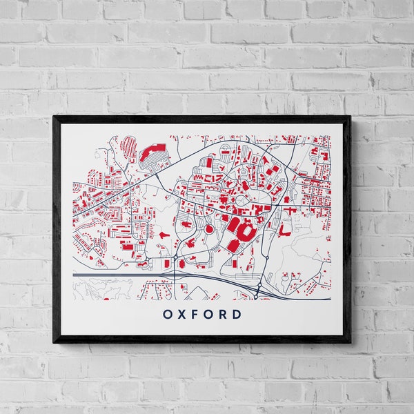 college town map, Ole Miss Oxford Map Print, college graduation gift, Ole Miss Christmas gift, Ole Miss Oxford, dorm decor, alumni gift