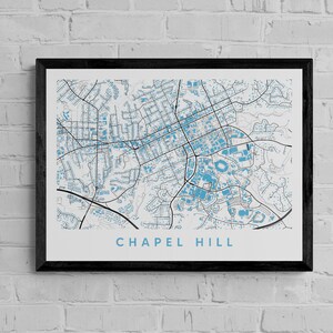 Chapel Hill Campus Map Print,  college graduation gift, UNC Christmas gift, college town map, college apartment wall decor, dorm decor