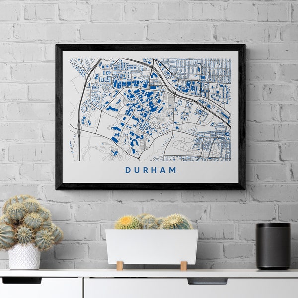 Durham map, college town map,  college graduation gift, Duke University Christmas gift, college apartment wall decor, dorm decor