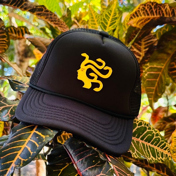 Medusa hat, Medusa cap, Handmade  - unique - gold and black  -sculpted - god godess - fast shipping. Unisex. YD  Versac inspired.