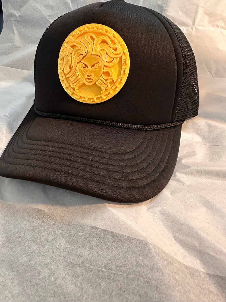 Medusa Mesh Snapback Trucker Cap - Elegant Greek Mythology Goddess Hat, 3D Medusa Art Trucker Cap Hat, Designer Statement Hat, YD Versac image 2