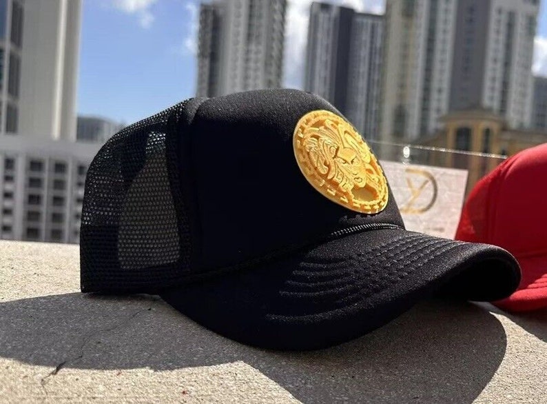 Medusa Mesh Snapback Trucker Cap - Elegant Greek Mythology Goddess Hat, 3D Medusa Art Trucker Cap Hat, Designer Statement Hat, YD Versac image 4