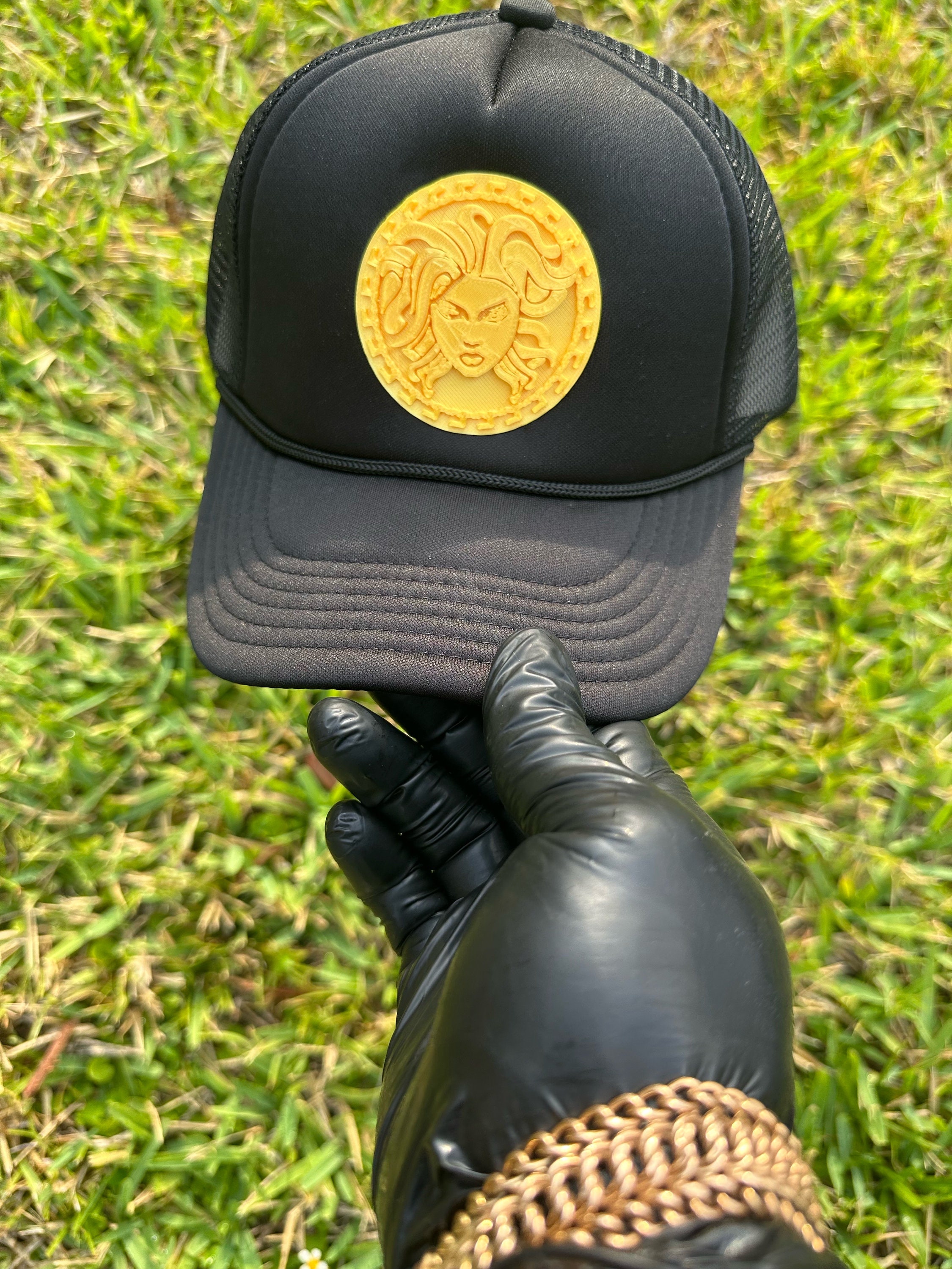 Medusa Mesh Snapback Trucker Cap - Elegant Greek Mythology Goddess