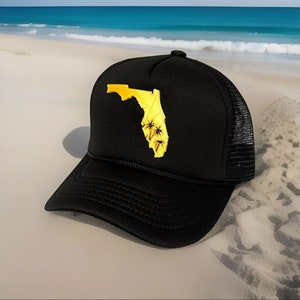 Aangepaste kaart van Florida 3D-gebeeldhouwde Snapback Trucker Hat, FL-hoed, Miami Orlando Tampa Jacksonville Fort Lauderdale Fort Myers - pet truckerhoed