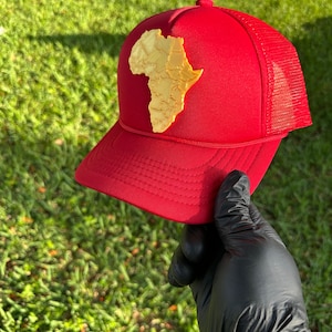 Unieke Afrika-kaarthoed - Alle landen gedetailleerd - Handgemaakt Kwanzaa-cadeau