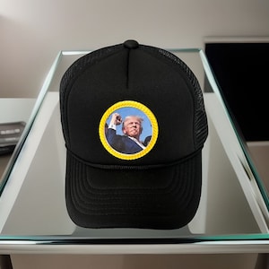 Trump assassination attempt hat, Trump 2024 cap, Donald j Trump custom. Maga Trucker hat. Fight fight Trump rally hat