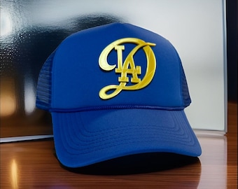 Custom Los Angeles dodgers 3d Sculpted Snapback Trucker Hat , LA hat, Los Angeles  cap trucker hat - limited availability.