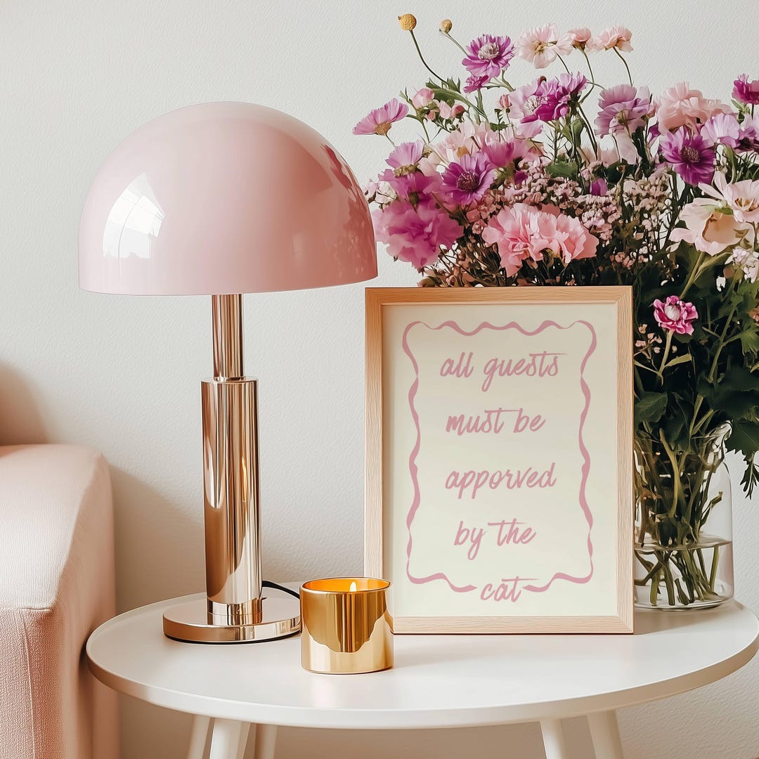 Pink Approved by the Cat Digital Wall Art Instant Download Printable - Etsy