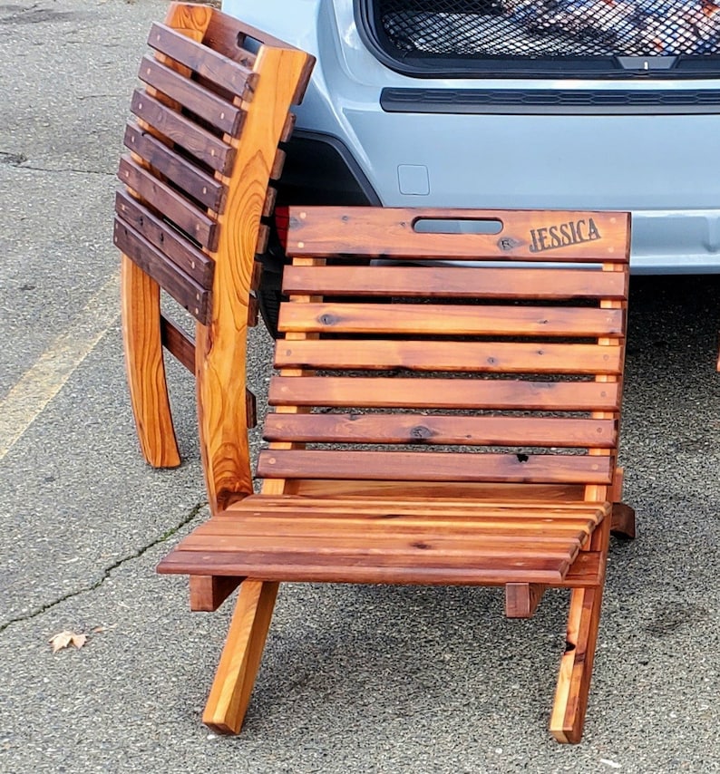 Collapsible Cedar Nesting Chair danish Oil/ Routered/ Wood Plugs