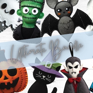 Plantilla digital con patrón de fieltro para megapaquete de Halloween: ¡crea tu propia colección espeluznante!