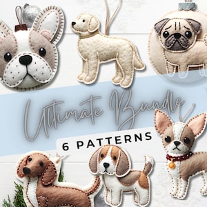 DIY Felt Ornament Bundle: Hand Embroidery Dog Patterns for Felt Christmas Decorations (Instant Download PDF)