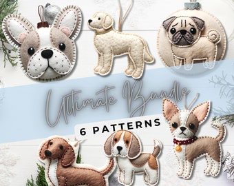 DIY Felt Ornament Bundle: Hand Embroidery Dog Patterns for Felt Christmas Decorations (Instant Download PDF)