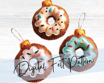 Felt Donut Sewing Pattern - DIY Craft Template and Tutorial for Quiet Books, Toys, and Felt Christmas Ornaments!