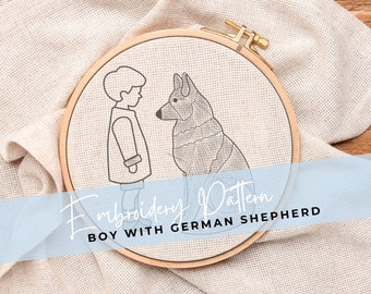 German Shepherd Embroidery Pattern Template - Downloadable PDF for 160mm or 100 mm Hoop