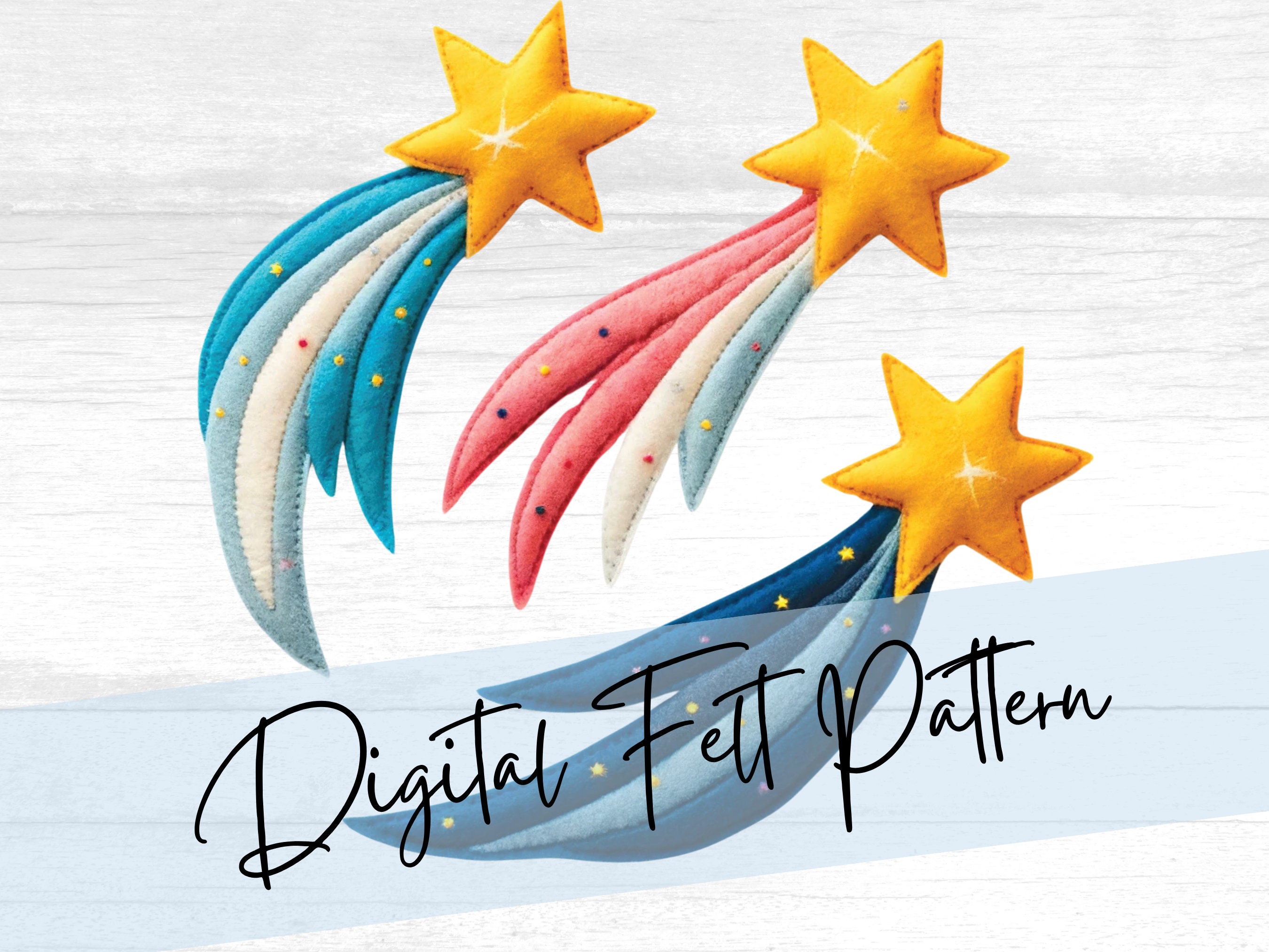 DIY Felt Shooting Star Pattern - Versatile Sewing Craft for Ornaments, Garlands and Busy Books
