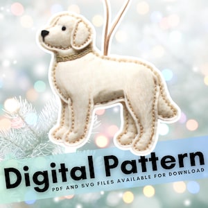 Kit de adornos de fieltro para hacer tú mismo: Patrón de perro hecho a mano para árbol de Navidad (Labrador Retriever)