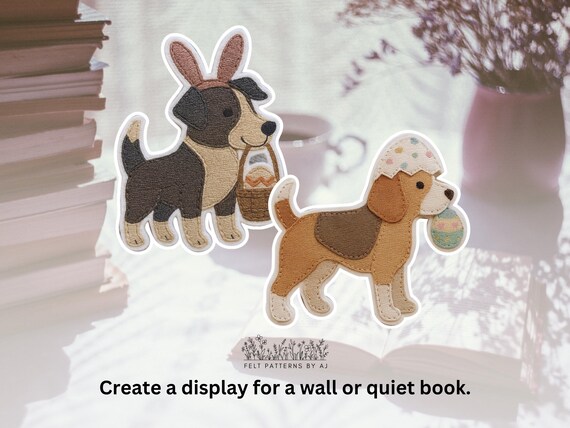 オーダー受付用ページ❁︎イースター イースターの犬のフェルトオーナメントのパターン：SVG + PDF縫製