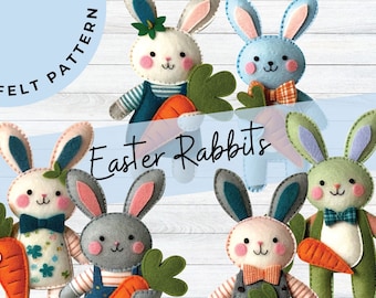 Easter Bunny Felt Patterns - PDF Download for Festive Crafts, Decorations and Gifts