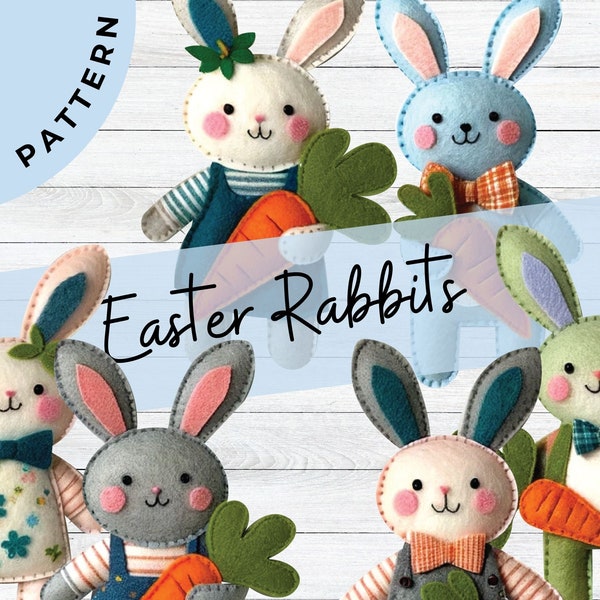 Easter Bunny Felt Patterns - PDF Download for Festive Crafts, Decorations and Gifts