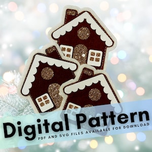 Peperkoekhuisje DIY vilten ornament kerstpatroon
