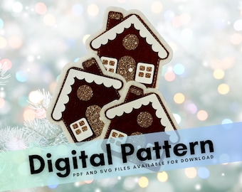 Gingerbread House DIY Felt Ornament Christmas Pattern