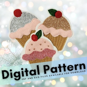 Patron de couture pour cupcakes en feutre : modèle d'artisanat DIY (téléchargement numérique)