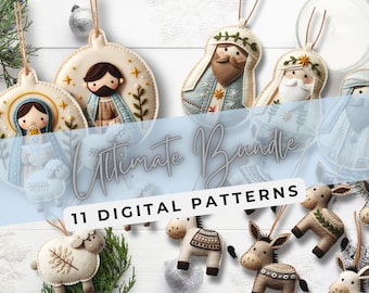 Ultimate Nativity Scene Digital Pattern Bundle - 11 Patterns for Christmas Ornaments - Instant Download