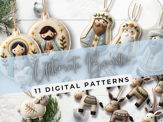 Ultimate Nativity Scene Digital Pattern Bundle - 11 Patterns for Christmas Ornaments - Instant Download