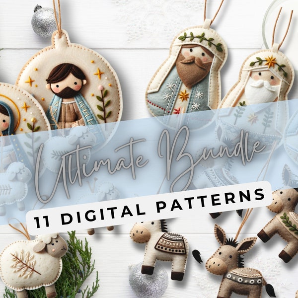 Ultimate Nativity Scene Digital Pattern Bundle - 11 Patterns for Christmas Ornaments - Instant Download