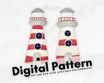 Felt Lighthouses Digital Sewing Pattern for Quiet Books, Toys, and Felt Christmas Ornaments!