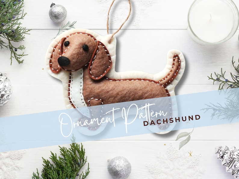 DIY Felt Dachshund Ornament Hand Embroidery Dog Pattern for Felt